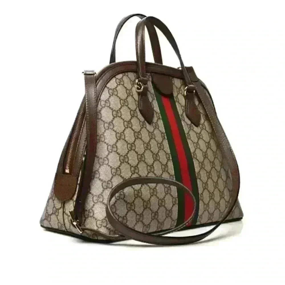 GUCCI (RARE) GG Supreme Monogram Web Medium Ophidia Top Handle Dome Bag Brown - Picture 6 of 16